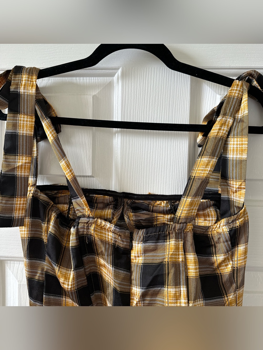 Lioness Yellow & Black Plaid Strapless Tie-Shoulder Corset Top - Picture 3 of 4